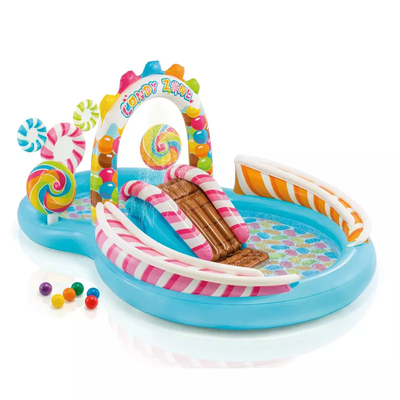 Piscina gonflabila Intex Candy , pentru copii, cu accesorii, 295 x 191 x 130 cm