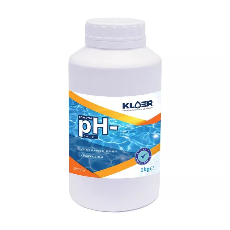 Corector pH minus, Kloer, solid, pentru apa piscina, 1 kg