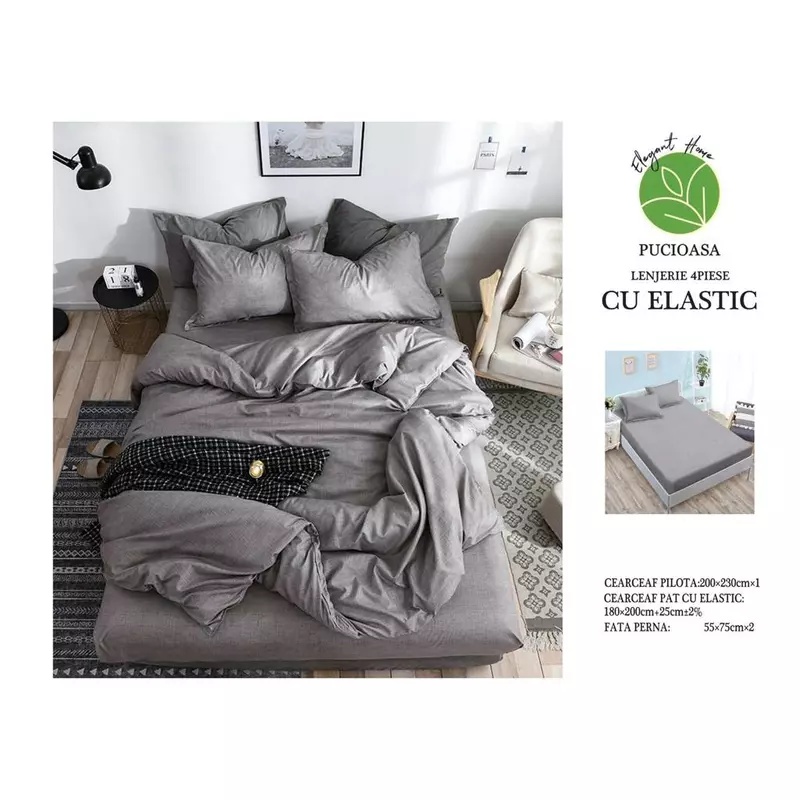 Lenjerie de pat Bumbac Finet 6 piese cu elastic – INVE-30