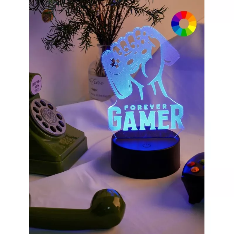 Lampa Decorativa 3D Forever Gamer - 11 x 10 x 21 cm