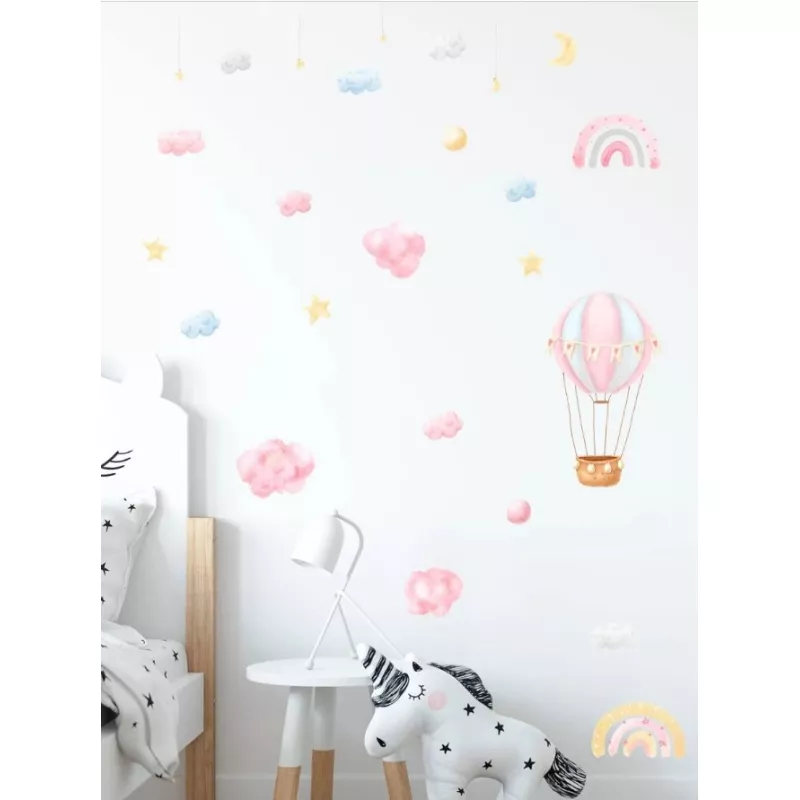 Sticker Perete Autocolant Balon de Aer si Nori - 50 x 62 cm