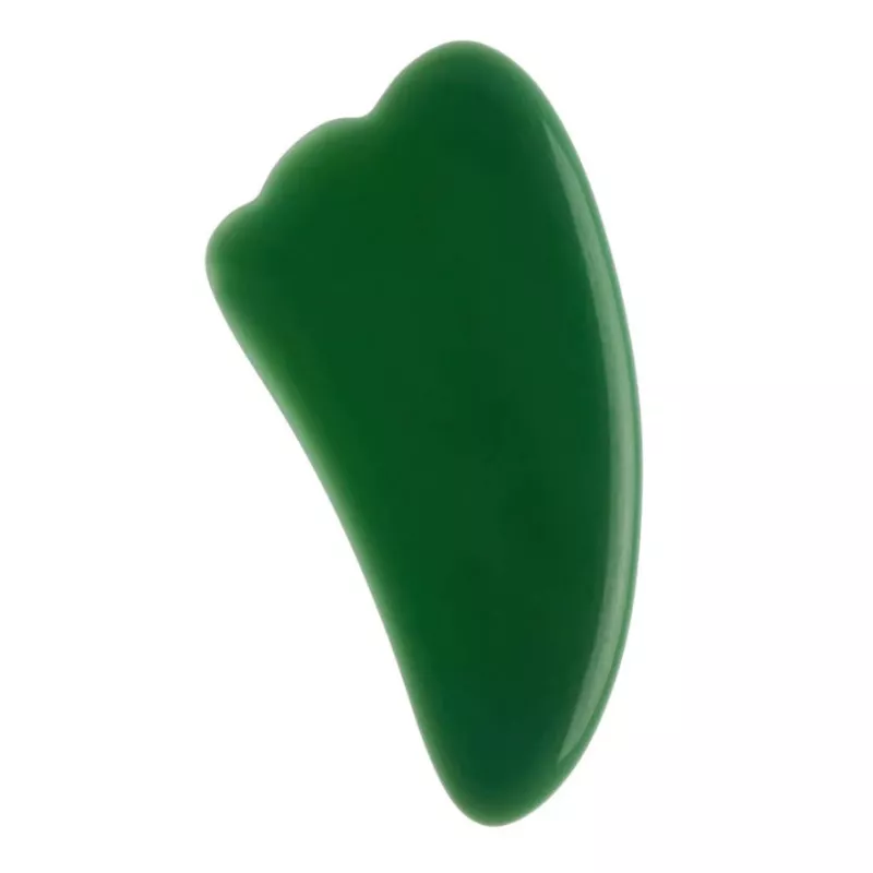 Aparat Masaj Facial si Corporal - Piatra Gua Sha din Jad Verde - 10 cm